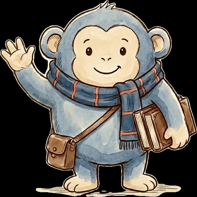 The Student Monkey, waving you in.