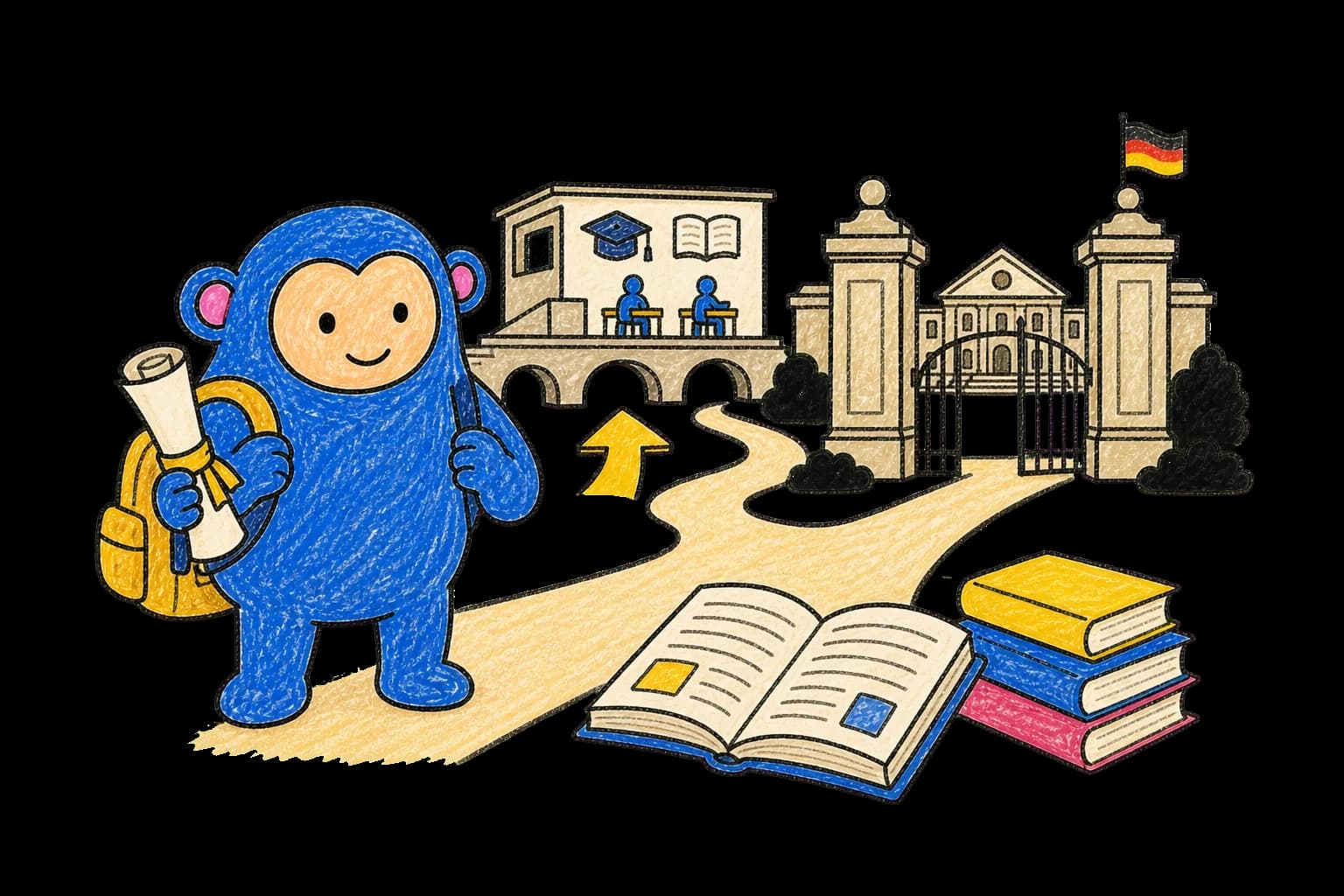 Crayon Monkey starting a Bachelor's journey in Germany