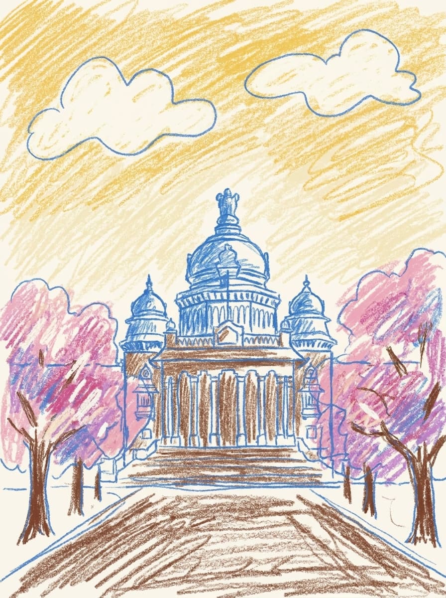 Bangalore, Karnataka crayon illustration