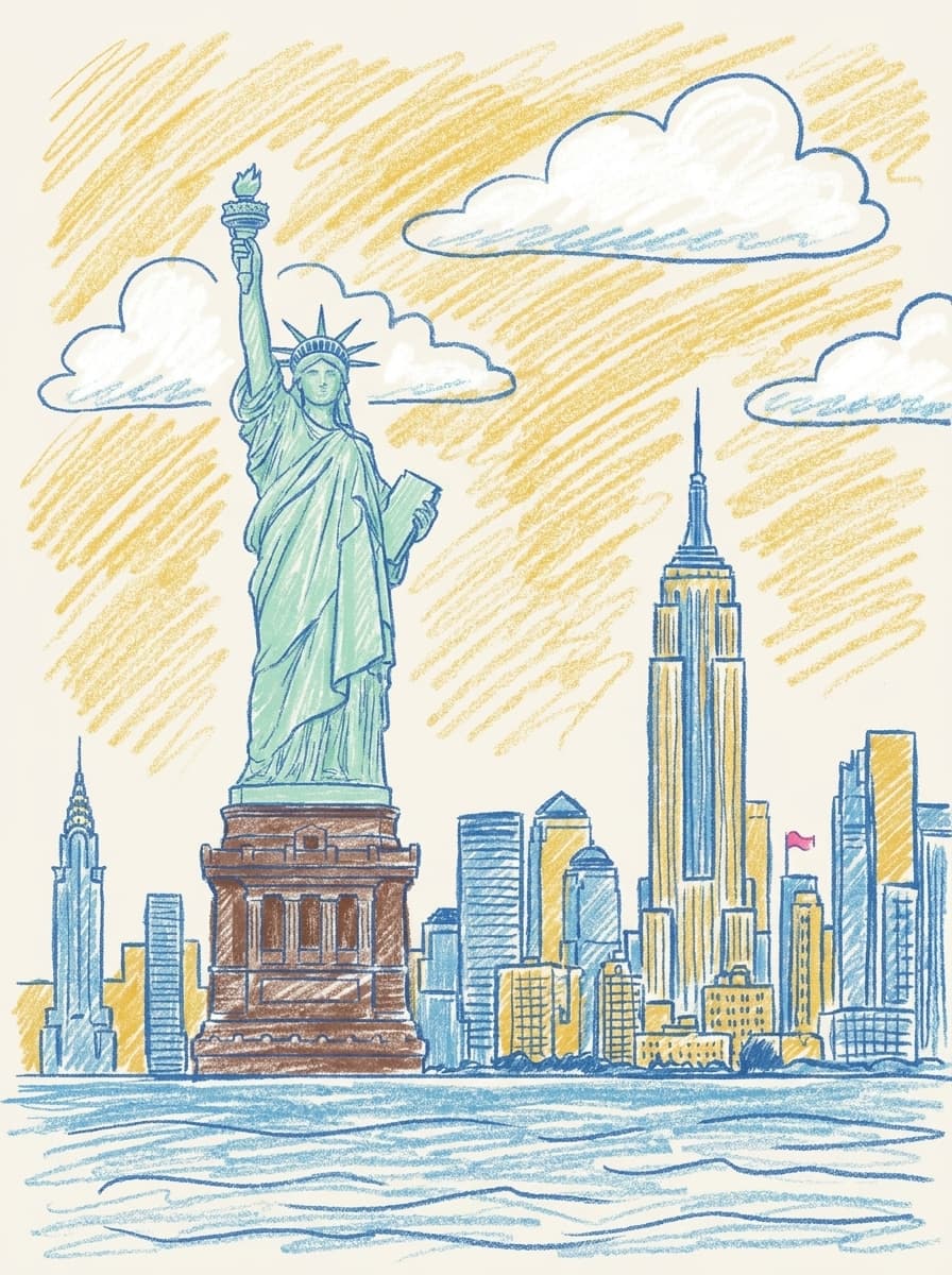 USA Office crayon illustration